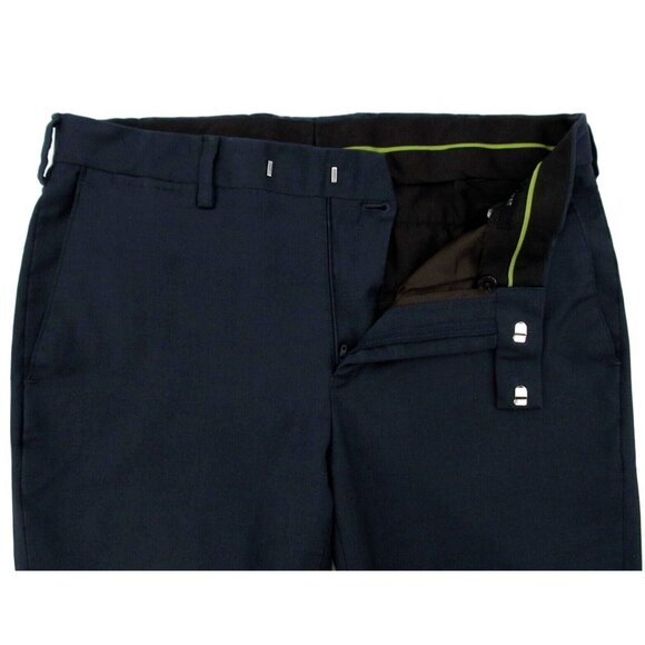 Louis Raphael Luxe Pants Mens 34x32 Navy Blue Wool Poly Stretch Trouser Slim Fit - Picture 6 of 13